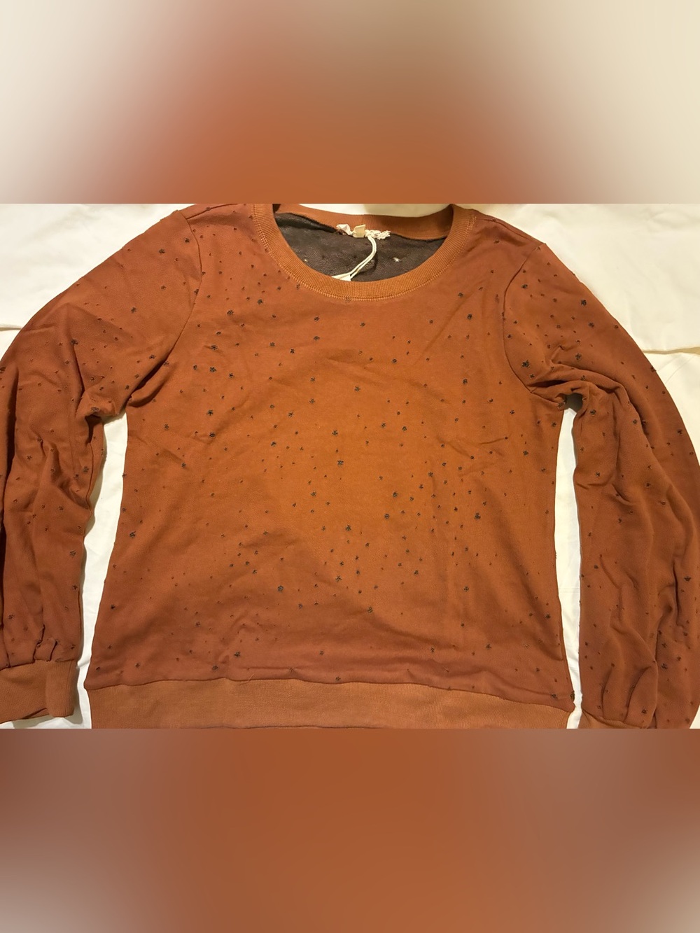 Mystree Los Angeles Cocoa Brown Distressed Mineral Wash Sweatshirt